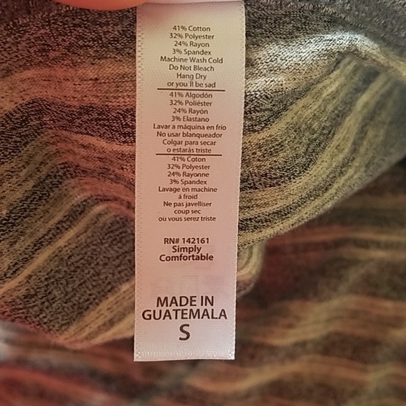 Small Lularoe Classic Tee in Gray and Cream Strips - Picture 4 of 5